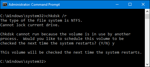 chkdsk C:/r