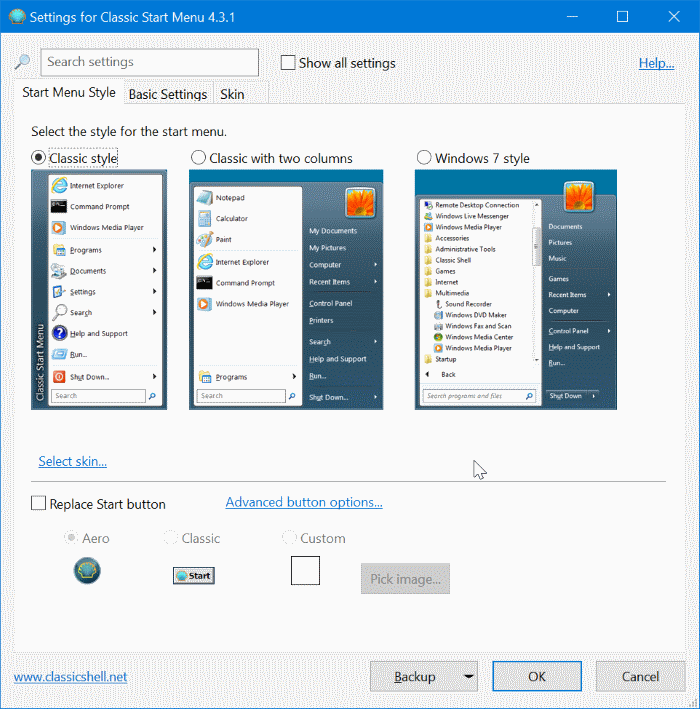 Windows 10에서 클래식 시작 메뉴 가져오기