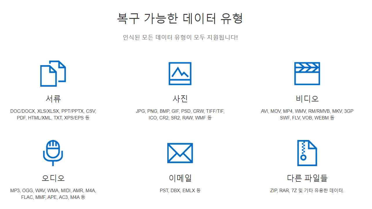 복구 가능한 데이터 유형