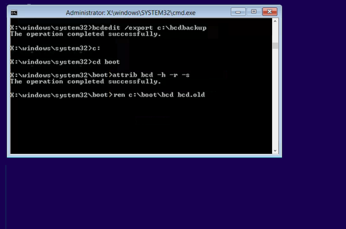 bcdedit export