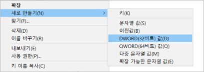 새로 만들기-DWORD